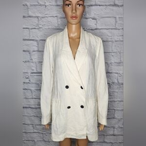 Nwot ATM Anthony Thomas Melillo Womens cream cotton double breasted blazer Sz SP
